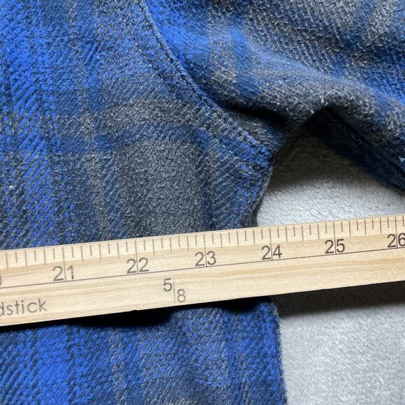 Orvis Shirt Jacket Mens XL Blue Plaid Long Sleeve Button Shacket Heavy Flannel - Picture 8 of 9